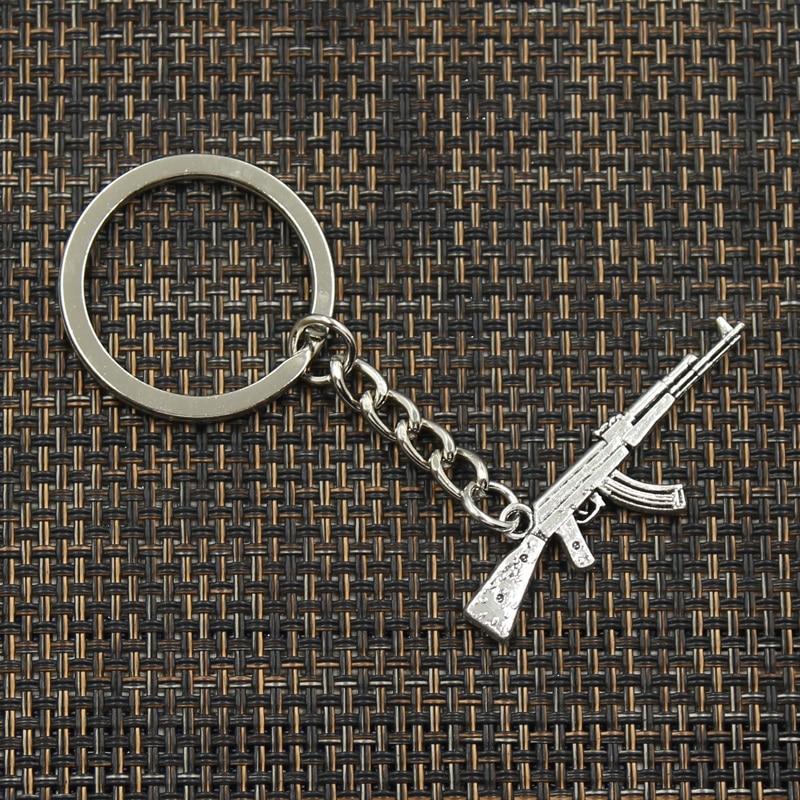 Keychain 44x15mm Machine Gun Assault Rifle Ak-47 Pendants DIY Men Jewelry Car Key Chain Ring Holder Souvenir For Gift