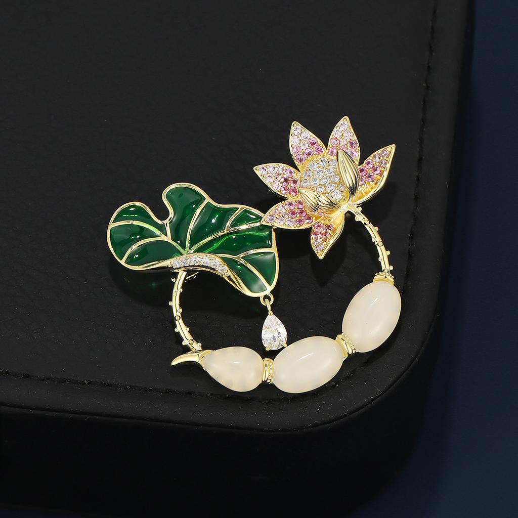Good Luck Lotus Lotus Brooch Women'S Light Luxury High-End Lotus Pin Retro Cheongsam Hanfu Corsage With Jewelry