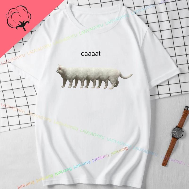 Хип-Хоп Милые Кошки Юмор Мужские Футболки Ха Кот Мем Короткий Рукав 100% Хлопок Y2k Мужская Одежда Уличная Одежда Смешные Подарки Манга