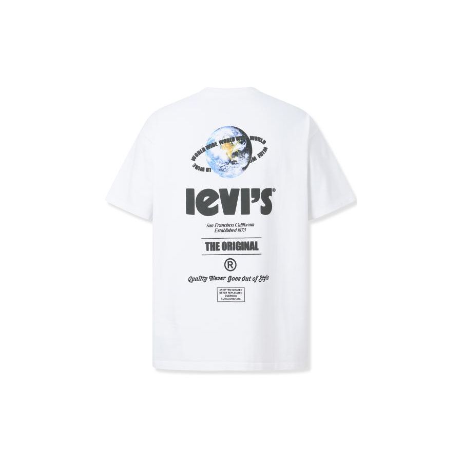 Мужская футболка Levis с логотипом, свободного кроя, с удобным круглым вырезом и короткими рукавами, белая 87373-0047