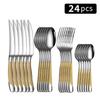 24pc Stainless Steel Tableware Star Steak Knife and Fork Dessert Fork Spoon Family Suits