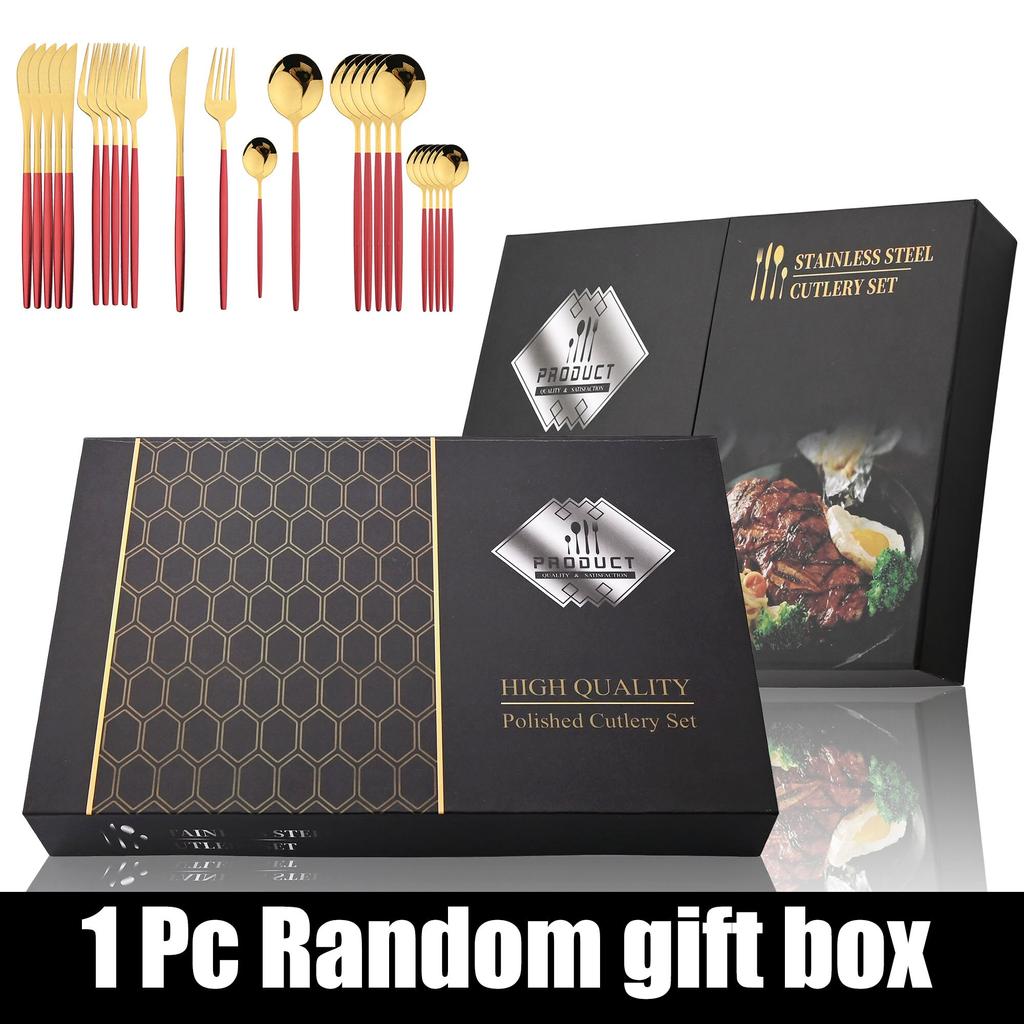 24 шт. набор столовой посуды с подарочной коробкой, нож, вилка, ложка, ужин, набор столовых приборов, посуда из нержавеющей стали, столовое серебро, еда, кухня