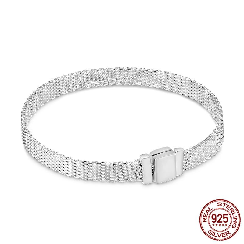 Bracelet 925 Silver & Rose Gold Cubic Zircon Clasp Reflection Bracelet for Women Bracelet Silver Jewelry