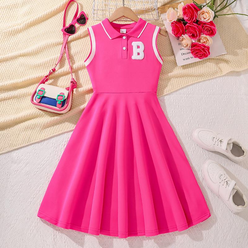 Платье для девочек, летнее детское модное платье без рукавов с надписью, милое спортивное платье