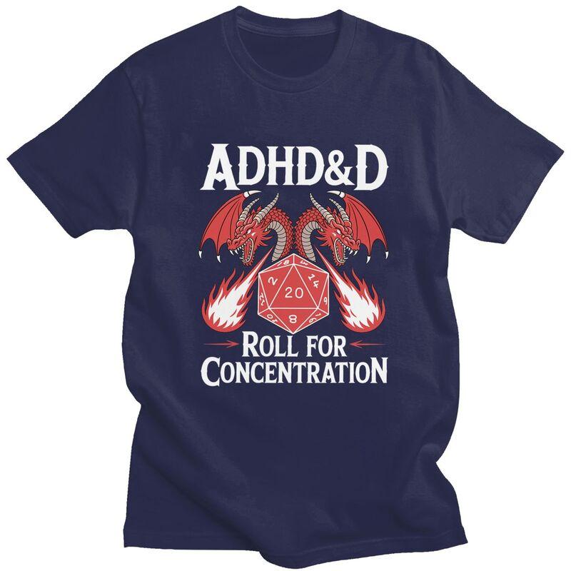 Adhd Roll For Concentration Tshirt Unisex Short Sleeves Fashion Casual Graphic Tee Shirt Summer Loose Fit Pure Cotton Tee Tops
