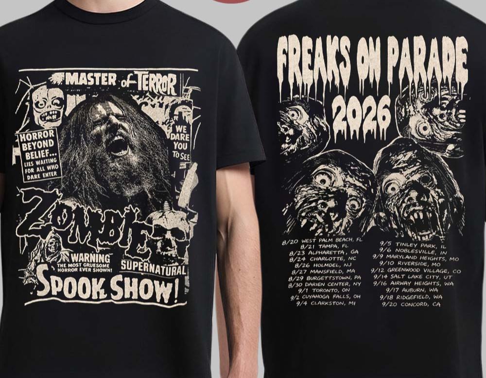 Rob Zombie Freaks On Parade 2026 Tour Merch Spook Show Master Of Terror T-Shirt Unisex T-Shirt