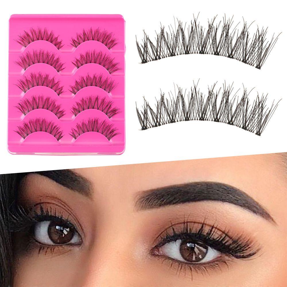 5 Pairs Beauty Makeup Black Cross Thick False Fake Eyelashes Eye Lashes Extension