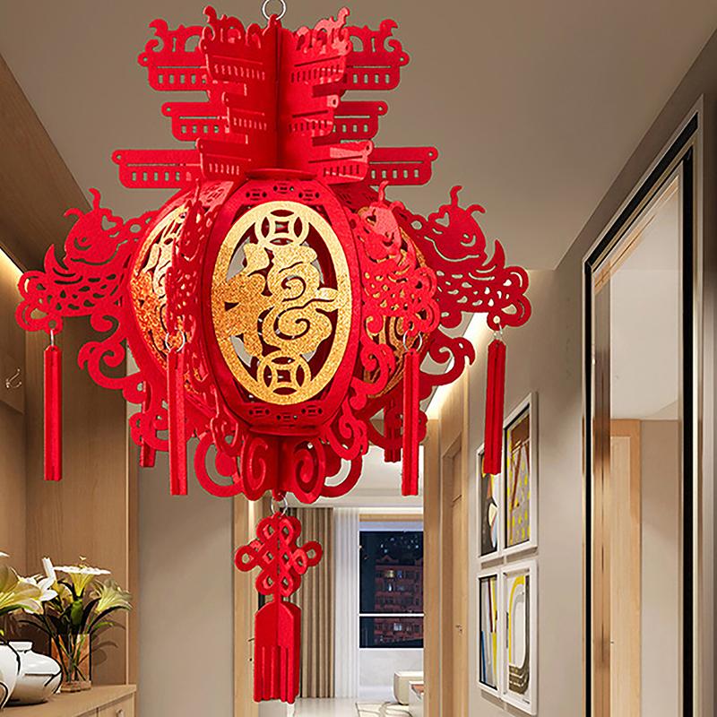Традиционный китайский Новый год Красный фонарь Украшение Праздника Весны Нетканый Красный фонарь с кисточкой Товары для вечеринок