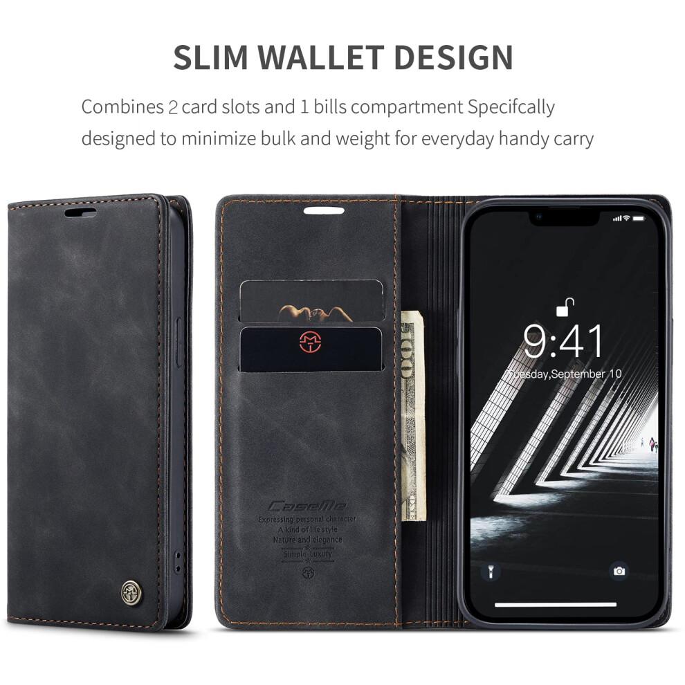 Wallet Case For iPhone 14 Pro Leather Flip Magnetic TPU Shell Case