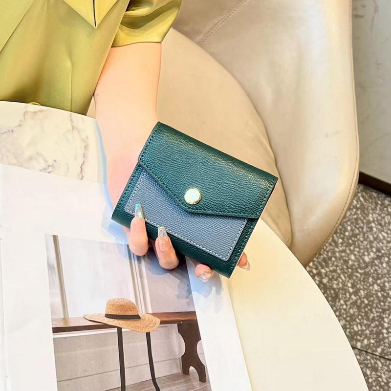 Новый короткий кошелек из коровьей кожи с рисунком пальмы, цветной блок, тройной сгиб, кошелек из натуральной кожи, цветной кожаный зажим, цветная блокирующая сумка для карт
