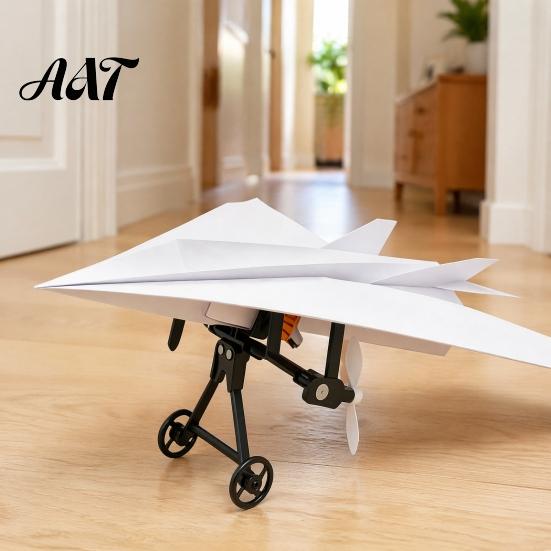 Remote Control Paper Airplane Kit, DIY Electric RC Plane with Gyro Set Stabilizer, Dual Propellers, Lightweight Glider Assembly Toy for Beginner