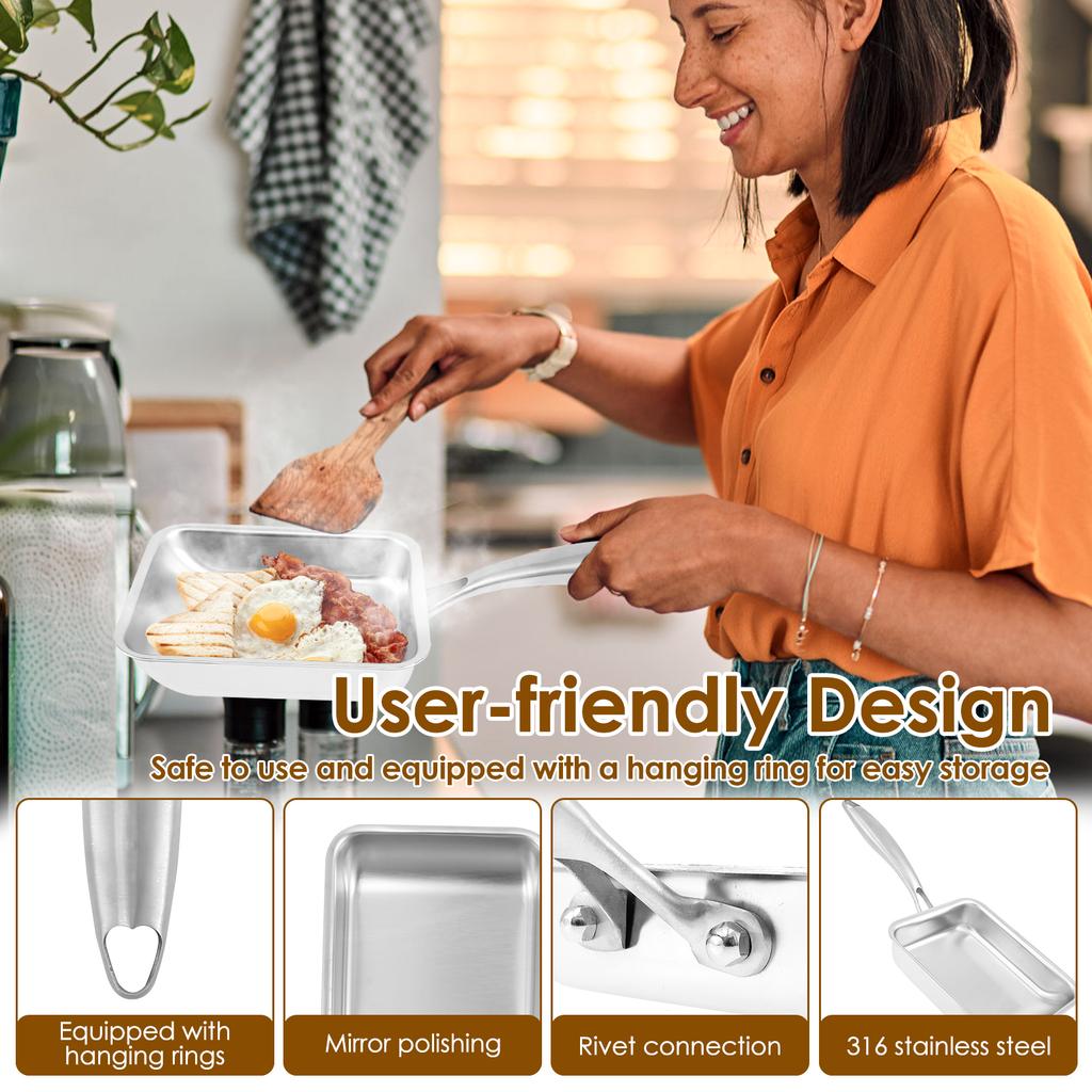 Сковорода из нержавеющей стали в японском стиле Тамаки с термостойкой ручкой, многофункциональная кастрюля из нержавеющей стали