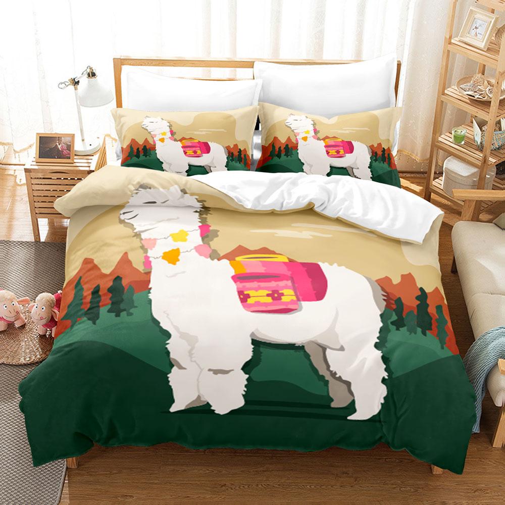 Мультяшный комплект пододеяльника с козой Милый Кавайный Белая коза Белый фон Размер Кинг Квин Для девочек мальчиков Подарок Полиэстеровый комплект постельного белья