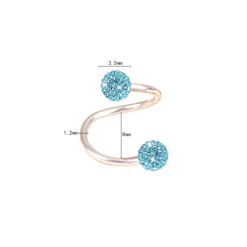 16 г Горячая новая серьга с кристаллами для хряща, хирургическая сталь, блеск, 1 шт., спиральная женская сережка-гвоздик для пирсинга тела, ручная работа