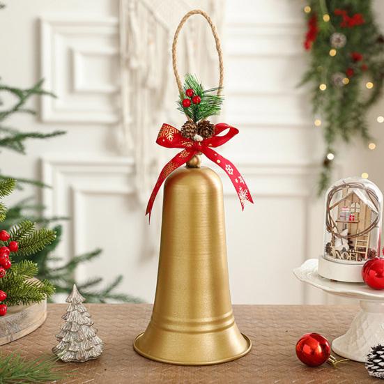 Christmas Bell Hanging Ornaments Rustic Metal Bell Decoration with Artificial Pine