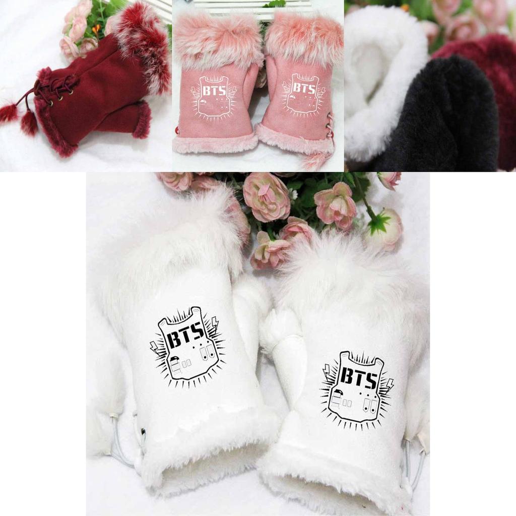 Перчатки на один палец (половина пары) Bts Kpop Теплые перчатки на шнуровке без пальцев Новые перчатки