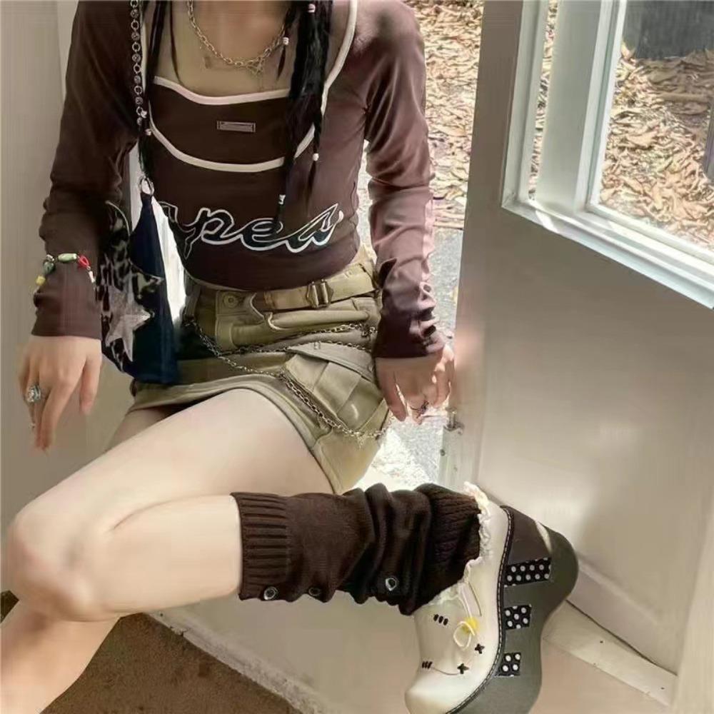 Лолита JK вязаный чехол для ног Harajuku длинные чулки-трубы мода Y2K гетры для девочек