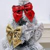 Christmas Bows Xmas Easter Hanging Decoration Glitter Sequin Gold Silver Bowknot Ornaments Home Room Decor Gift New Year 2022