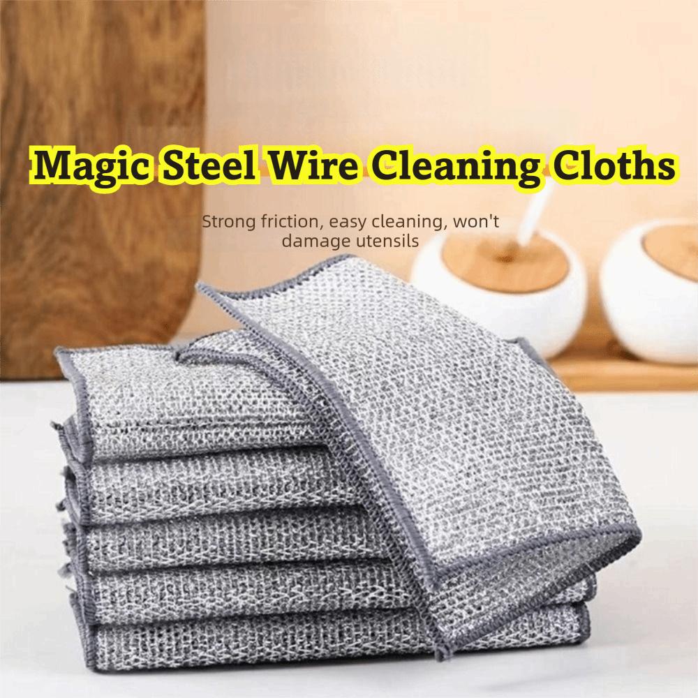 1/5/10Pcs Bamboo Fiber Dish Washing Towel Wire Pot Cleaning Rag New Cleaning Rag Pot Washing