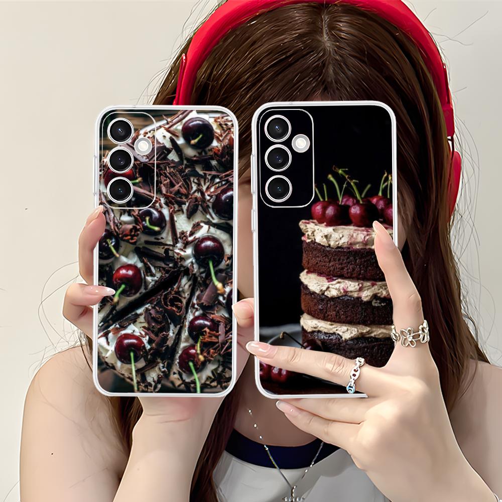 Чехол для мобильного телефона "Шварцвальдский торт" для Samsung Galaxy S25 S24 S23 S22 S21Plus FE Ultra Прозрачный Цветной Чехол Роскошный Смартфон