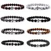 8mm Bead Cross Hematite Bracelet, Natural Black Volcanic Stone Bracelet, Men's and Women's Yoga Jewelry