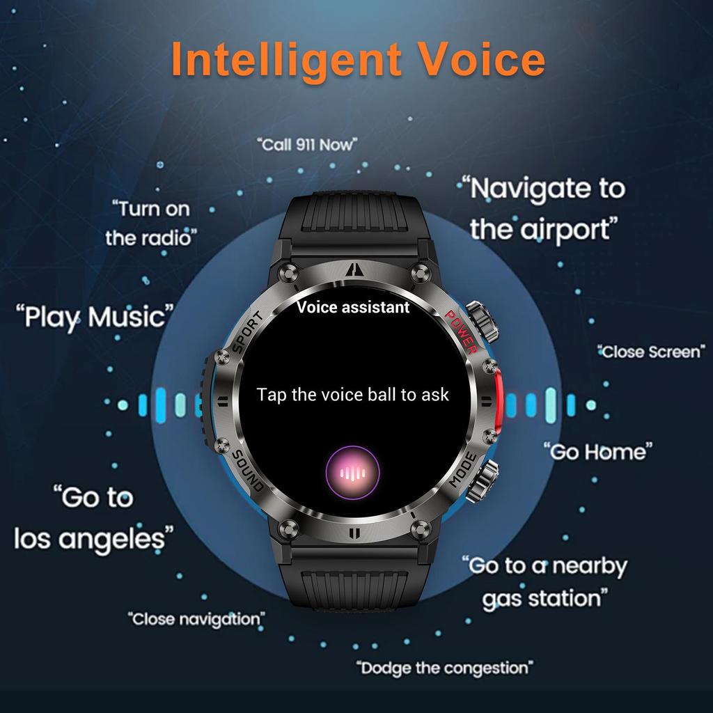 Smart Watch QTLLBT, Message Notification, Wireless Call Function, Calorie Tracker, Pedometer, Built-in LED Flashlight, 100+ Sports Modes