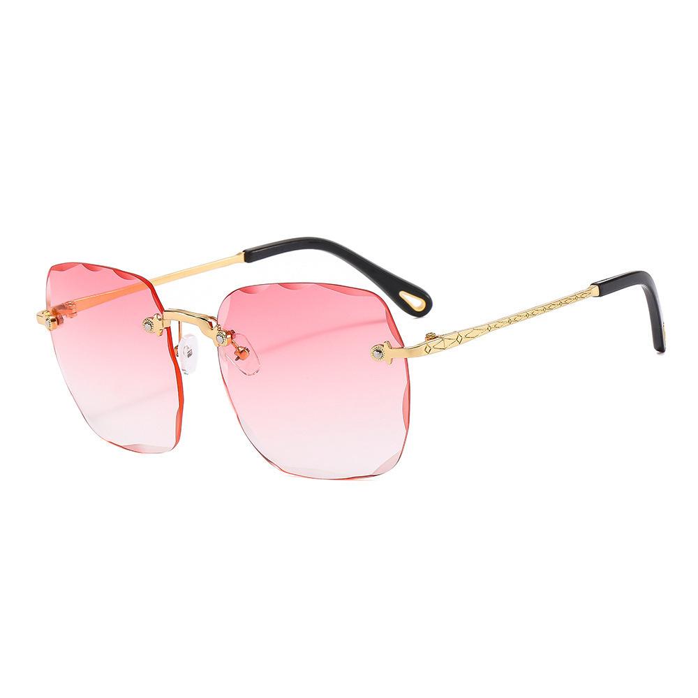 Солнцезащитные очки без оправы с квадратной оправой, женские очки, простые солнцезащитные очки с круглым лицом, постепенное изменение формы