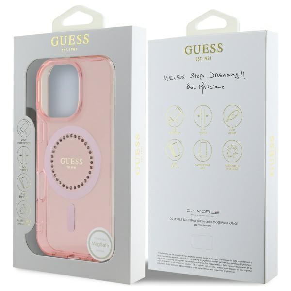 Guess Guhmp16Lpftdtep Iphone 16 Pro 6.3 Różowy/Pink Hardcase Iml Cyrkonie Magsafe
