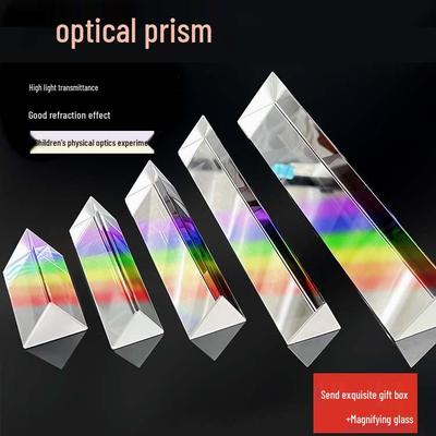 Радужная призма из оптического стекла для фотографии и обучения физике - Доступна в больших и малых размерах.
