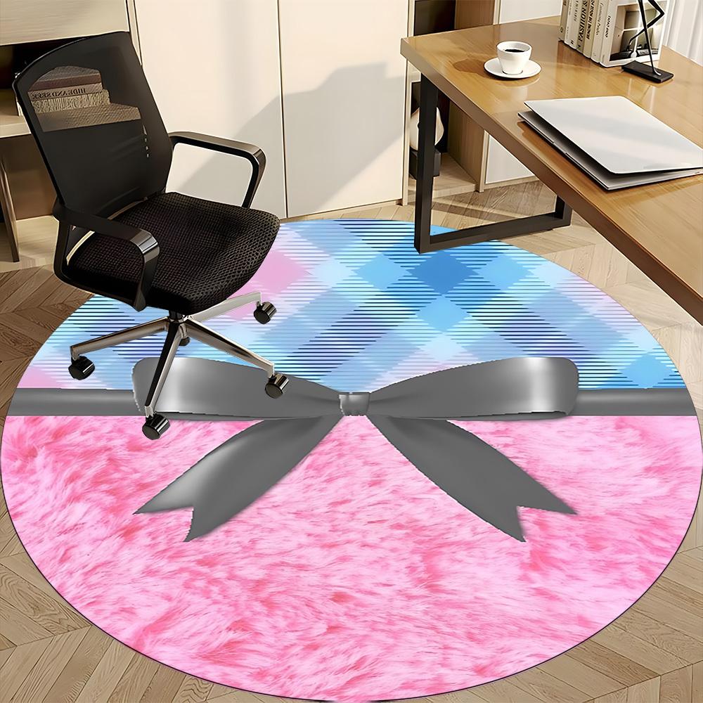 1pc Fuzzy BowChair Carpet for Office, Indoor Non-Slip Washable Polyester Fiber Carpet, Mat For Office, Machine Washable