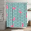 Vintage Flamingo Print Shower Curtain for Bathroom Decor Mint Green with White Polka Dots Pink Birds Pattern 180x245cm Bath Fabr