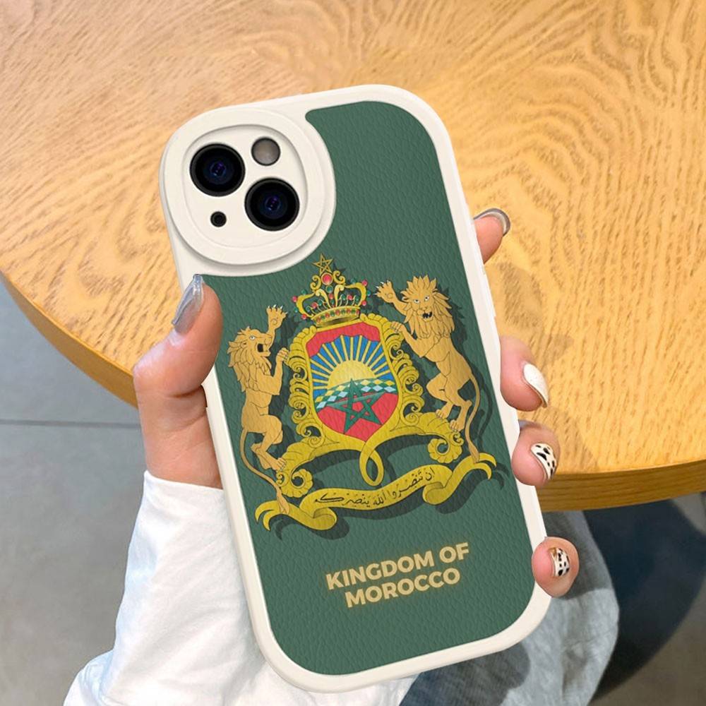 Morocco Map Flag For IPhone 16 15 14 13 12 11 Pro Max Plus Shockproof Leather Soft Phone Cover