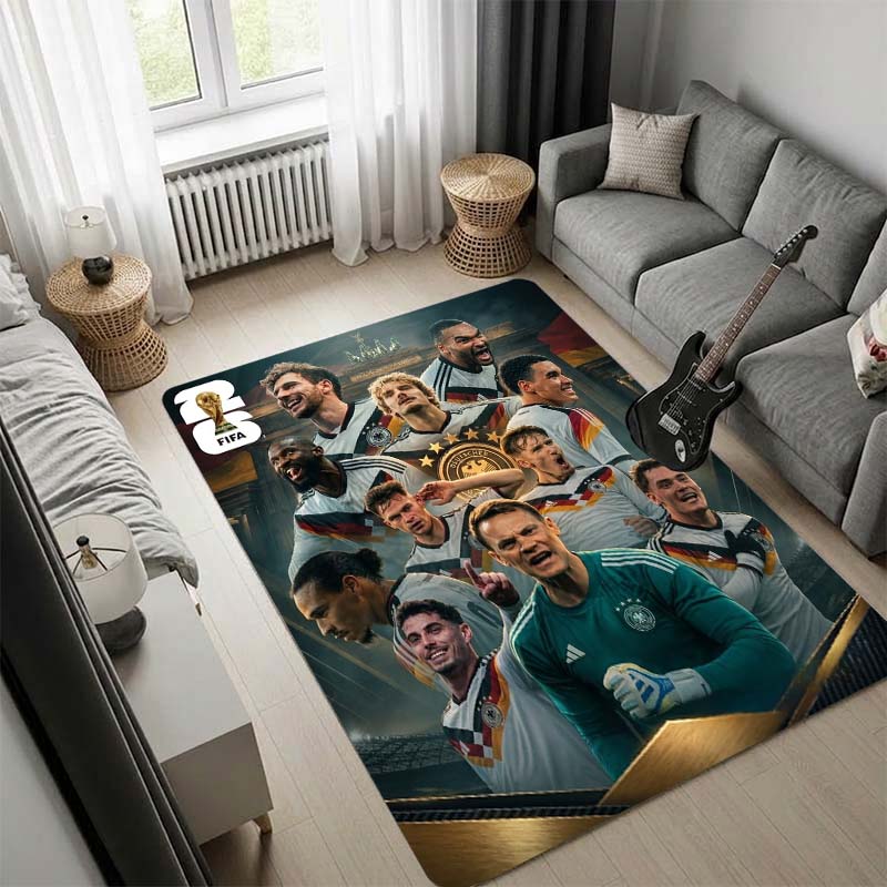 Miroslav Klose Football Area Rug, Germany Soccer Player 2014 World Cup Print Floor Mat, Non Slip Carpet for Fan Bedroom Home Decor