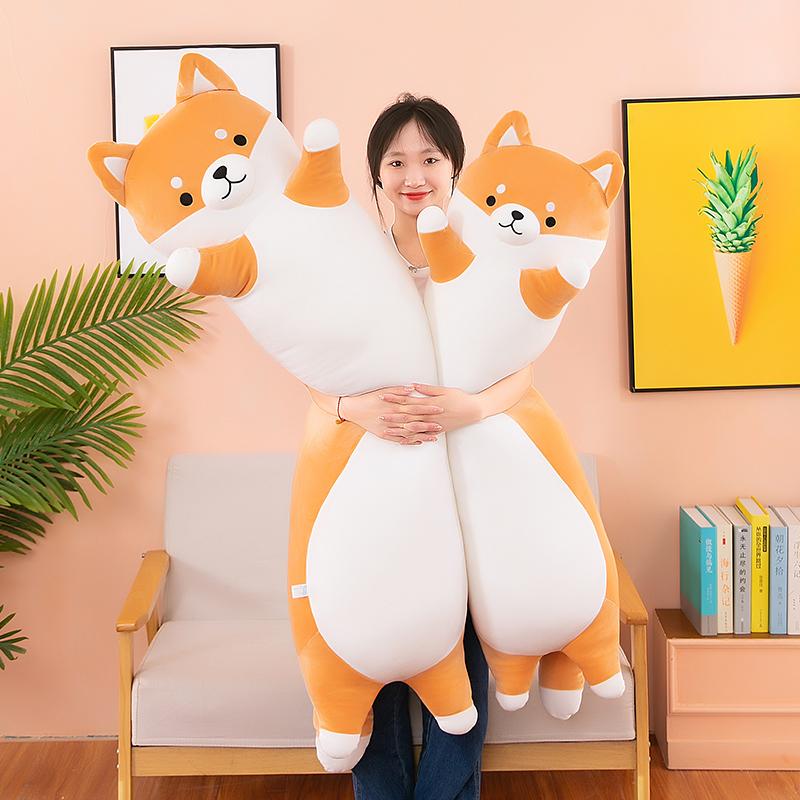 130cm Shiba Inu Doll Throw Pillow Doll Girl Stuffed Toy Legs Rag Doll Long Bed Dog Sleeping Boy Plushie