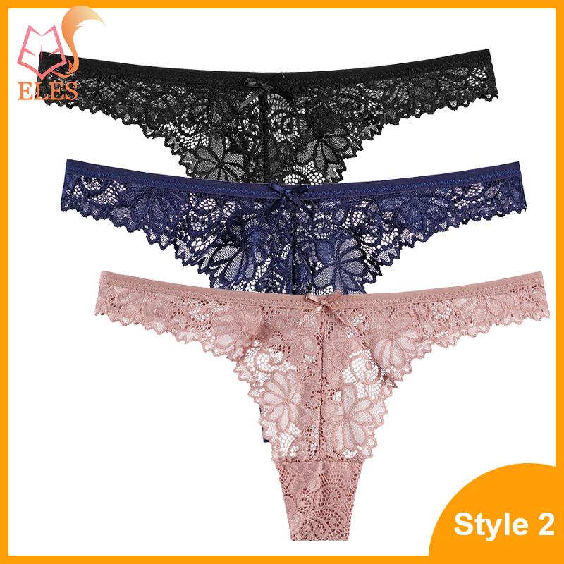 3 Pcs Woman Panties Sexy Lace Thong Underwear Lingerie Female T-back Temptation Low Waist G-string Pack