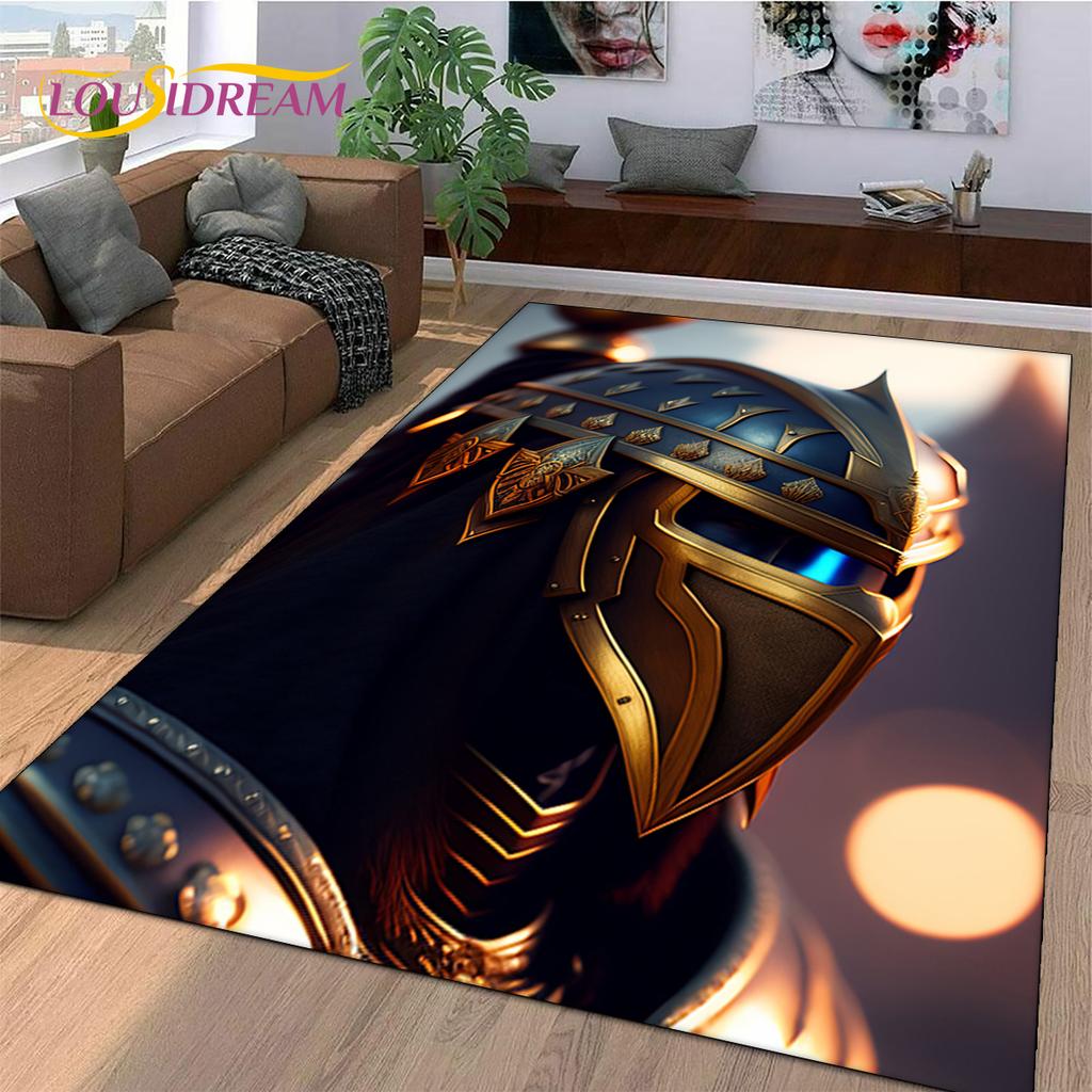 Knight Templar Cavalier Crusaders Cartoon Rug Carpet for Living Room Bedroom Decor,Non-slip Decoration for Sofa Doormat Gift Kid