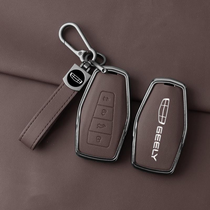 Чехол для ключа автомобиля Для Geely Cool X6 Emgrand Global Eagle Gx7 Чехол-обложка из цинкового сплава и кожи для брелока дистанционного управления автомобилем