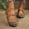 Fashion Leopard Mary Janes Women Shoes Flats 2025 New Round Toe Fashion Casual Breathable Retro Outdoor Flat Shoes Large Size 36-43