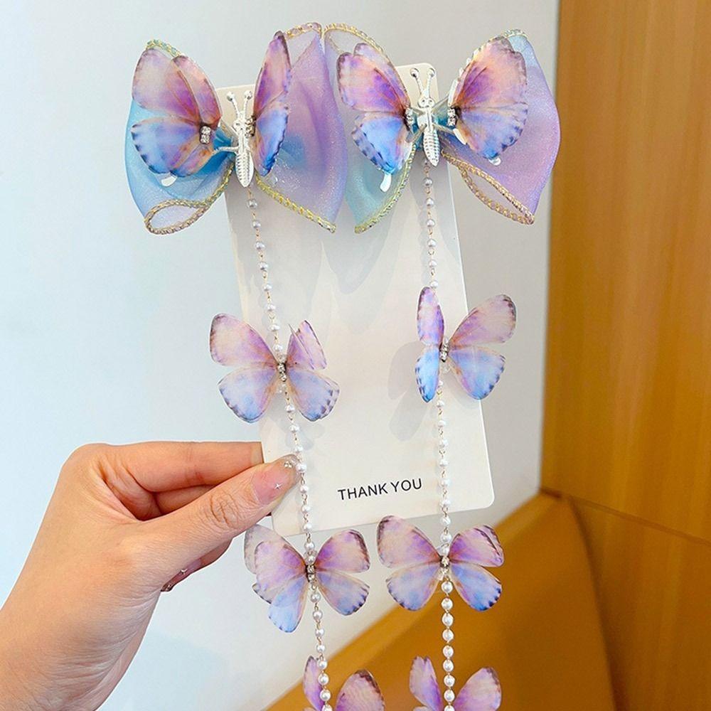 Tassel Pearl Braided Hairpin Colorful Hair Clip Sweet Braided Hair Chain