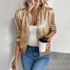 Women's Sequin Short Jackets Long Sleeve Shiny Cropped Coat Lightweight Zipper Metallic Jacket Glitter Party Disco Outfit