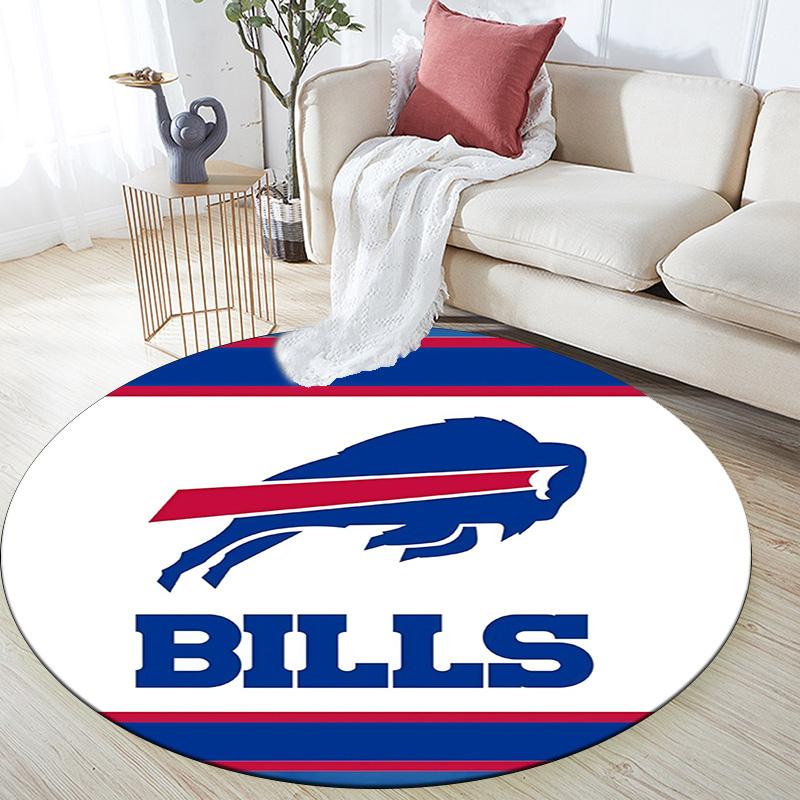 Buffalo Bills Round Area Rug,Carpet Rug for Living Room Bedroom Sofa Playroom Decor,Non-slip Floor Mat