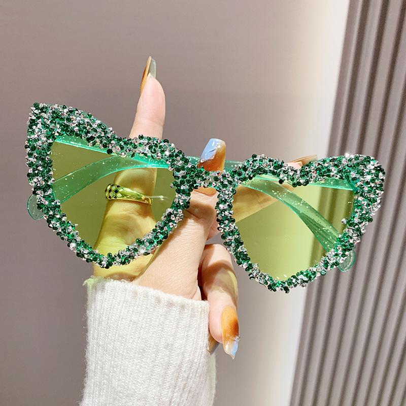 Оригинальные солнцезащитные очки Peach Heart Diamond, женские, милые, кошачий глаз, танцевальные солнцезащитные очки Heart