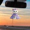 2Pcs Cute Cat Purple Pendant Car Rear View Mirror Charm Acrylic Cat Hanging Decorations for Auto Interior Window Bag