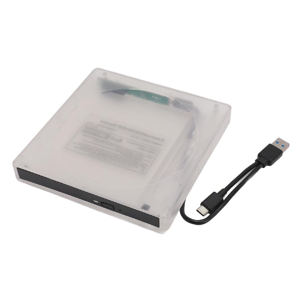 Optical Drive Enclosure Type C USB3.0 5Gbps Clear External CD DVD BD Drive Box for Laptop 12.7mm