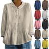 Женская однотонная хлопково-льняная рубашка с длинным рукавом