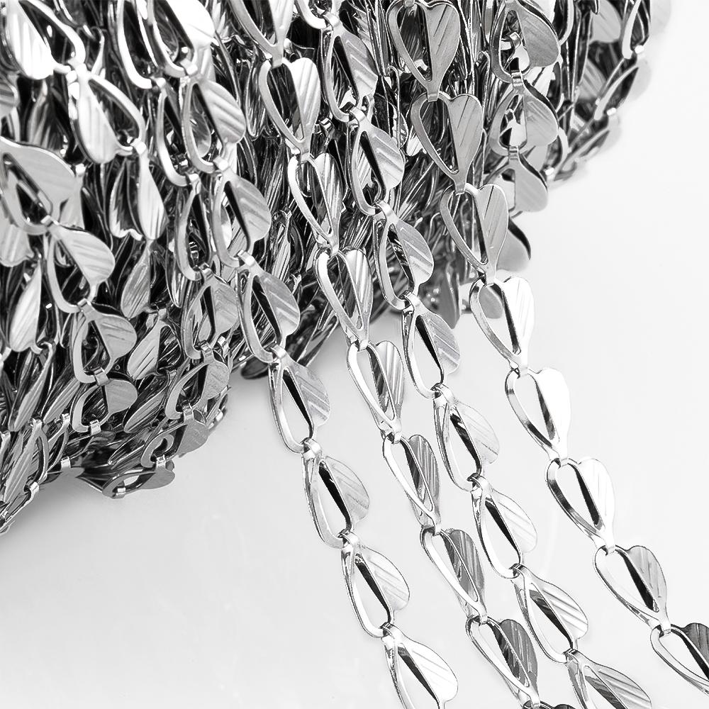 1M Stainless Steel Printed Dot Striped Square Necklace Chain Geometry Link Chains DIY Bracelet Accessory Jewelry Making Supplies