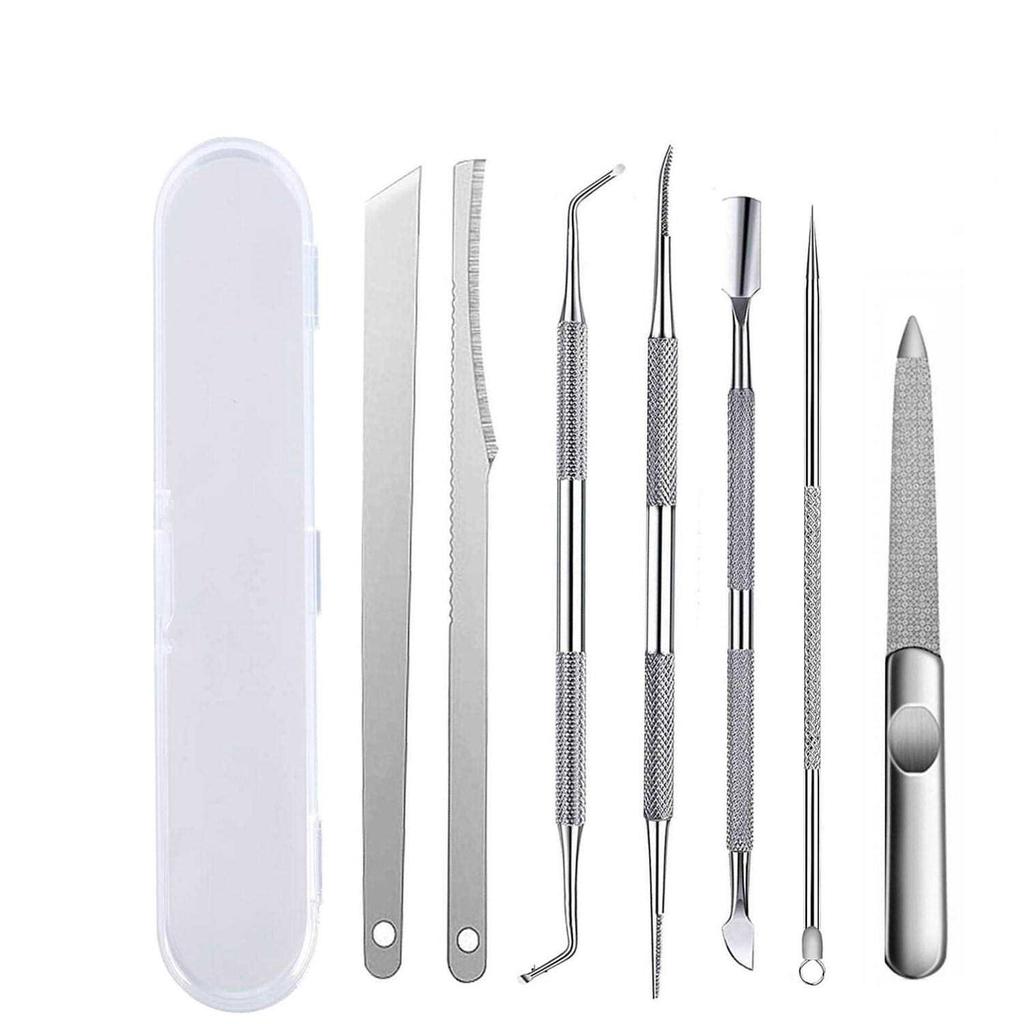 Набор для маникюра и педикюра из нержавеющей стали: В комплект входят средство для удаления мозолей, кусачки для ногтей и игла для удаления прыщей.