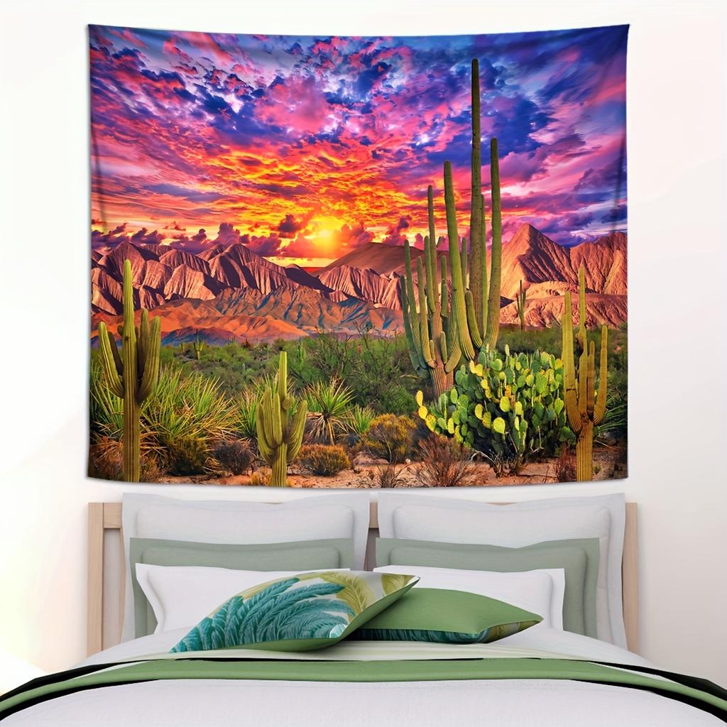 VIKAMA Desert Cactus Sunset Cloud Tapestry psychedelic Natural Landscape Tapestry Wall Hanging Living Room Bedroom Wall Decor