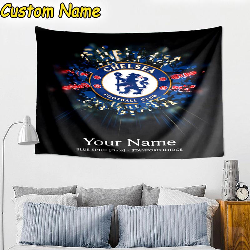 Custom Name Chelsea Fc Champions League Tapestry Room Decoration Wall Hanging for Living Room Bedroom, dormitory, Birthday and Christmas gifts