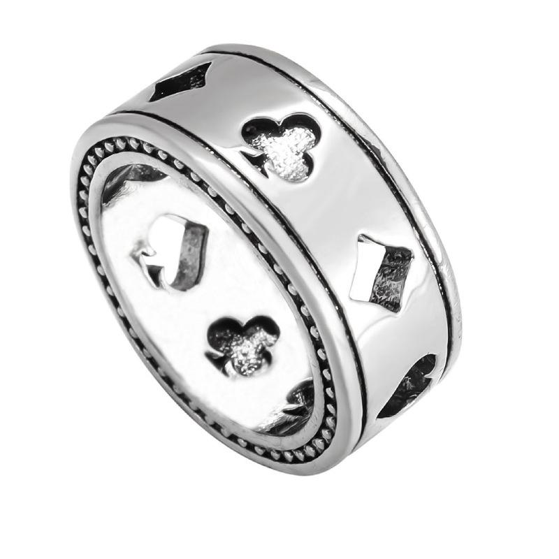 European and American Street Hip-hop Style Playing Cards Heart Couple Rings Versatile